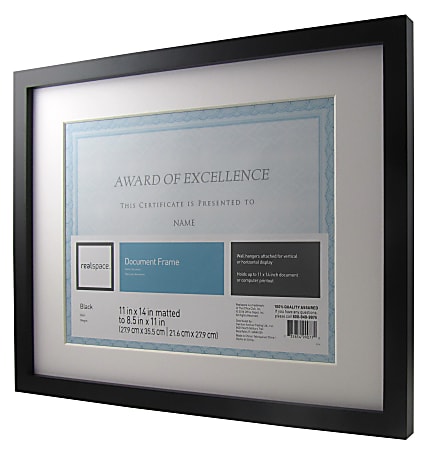 Realspace PhotoDocument Frame Gallery 11 x 14 With Mat BlackWhite ...
