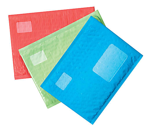 Scotch® Cushioned Mailer, #0, 6" x 9", Red/Blue/Green, Pack Of 6