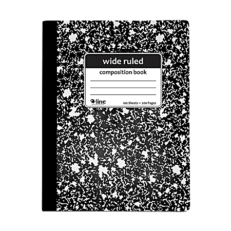 C-Line Composition Notebooks, 7-1/2" x 9-3/4", Wide Rule, 100 Sheets, Black Marble, Pack Of 12 Notebooks