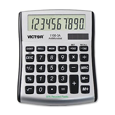 Victor 11003A Mini Desktop Calculator - Large Display, Angled Display, Dual Power, Independent Memory, Battery Backup - 11003A