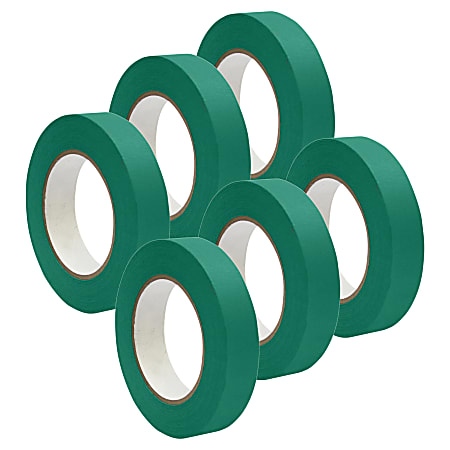 DSS Distributing Premium-Grade Masking Tape, 3" Core, 1" x 55 Yd., Green, Pack Of 6