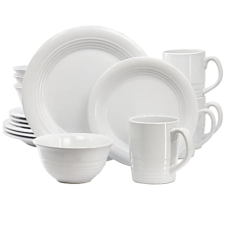 Martha Stewart Everyday 16-Piece Round Stoneware Dinnerware Set, White