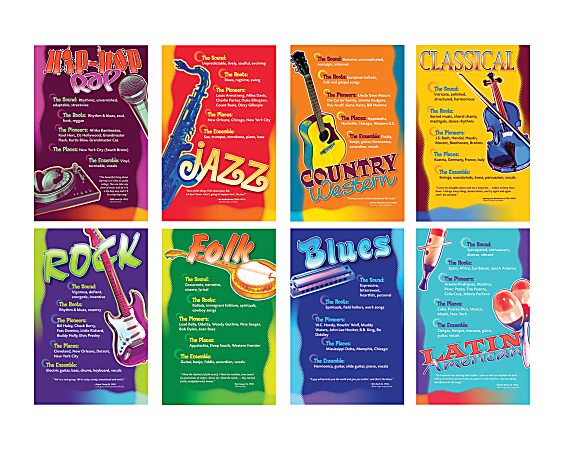 North Star Teacher Resources Music Genres Bulletin Board Set, 11" x 17", Multicolor