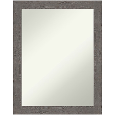 Amanti Art Narrow Non-Beveled Rectangle Framed Bathroom Wall Mirror, 27-1/2" x 21-1/2", Rustic Plank Gray