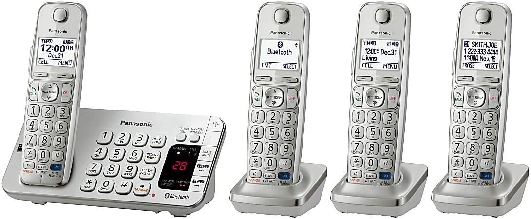 Panasonic® Link2Cell KX-TGE274S DECT 6.0 Expandable Bluetooth® Cordless Phone System With Digital Answering System