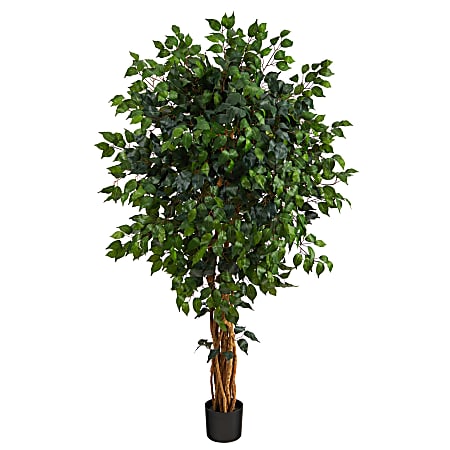Nearly Natural Palace Ficus 66”H Artificial Tree With Planter, 66”H x 18”W x 18”D, Green/Black