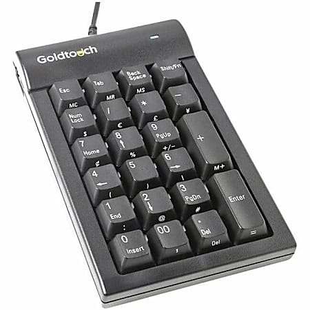 Goldtouch USB Numeric Keypad, 22 Keys, Black