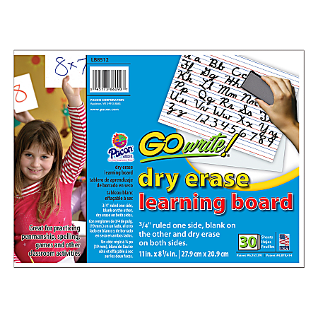 GoWrite!® Dry-Erase Double-Sided Learning Boards, 11" x 8 1/4", White, Pack Of 30