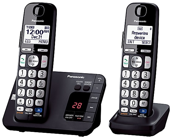 Panasonic® KX-TGE232B Expandable Cordless Phone System With Digital Answering System