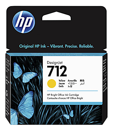 HP 712 DesignJet Yellow Ink Cartridge, 3ED69A