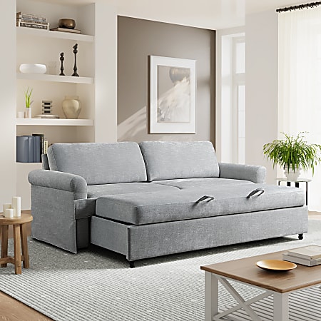 Serta Morgan Convertible Sofa 36 15 H x 90 910 W x 39 D Light Gray Office Depot