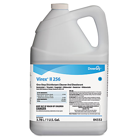 Diversey™ Virex® II Disinfectant Cleaner Deodorant, Mint, 128 Oz Bottle, Case Of 4