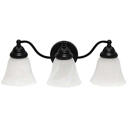 Lalia Home Essentix 3-Light Wall Mounted Curved Vanity Light Fixture, 7-1/2”W, Alabaster White/Black