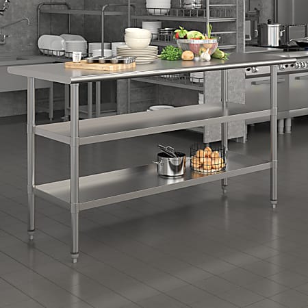 Flash Furniture Stainless Steel Work Table, 34-1/2”H x 60”W x 24”D, Silver