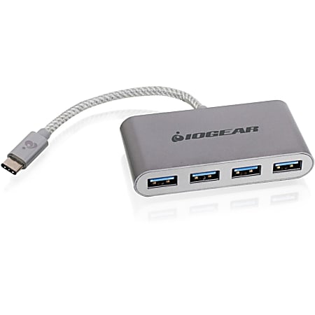 IOGEAR HUB-C™ USB-C To 4-Port USB-A Hub, 0.125’, Gray, GUH3C14