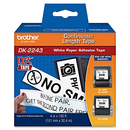 Brother DK-2243 Continuous-Feed Labels, 4" x 6", Roll Of 100'
