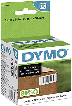 DYMO® LabelWriter® Labels, Multipurpose, 1738541, 1" x 2 1/8", Roll of 250