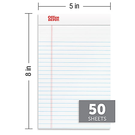 White 5 X 8 Inches School Smart Junior Legal Pads Pack Of 12 50 Sheets Each 