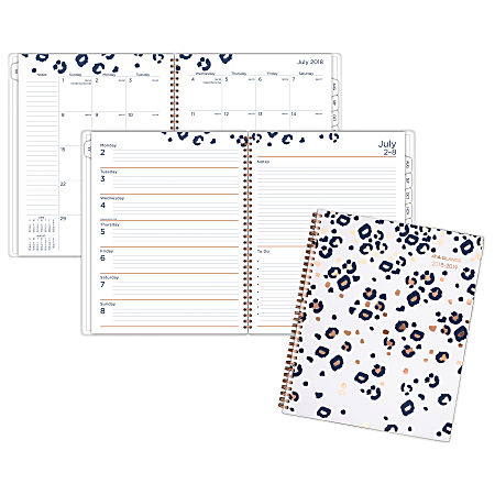 AT-A-GLANCE® Savanna Weekly/Monthly Academic Planner, 8 1/2" x 11", 30% Recycled, Navy/Rose Gold, July 2018 to June 2019