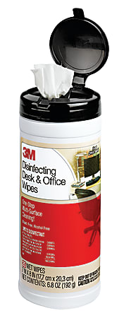 3M™ Disinfecting Desk And Office Wipes, Citrus Scent, Pack Of 25