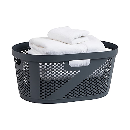 Mind Reader 40L Laundry Basket Clothes Hamper, 23"L x 14.5"W x 10.5"H, Grey