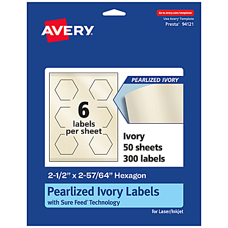 Avery® Pearlized Permanent Labels With Sure Feed®, 94121-PIP50,