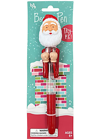 Little Yellow Bicycle Novelty Ballpoint Pen, Boxing Santa, Fine Point, 0.6 mm, Red Barrel, Black Ink