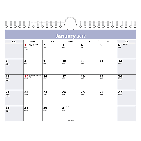 AT-A-GLANCE® QuickNotes® Monthly Desk/Wall Calendar, 11" x 8", 30% Recycled, January-December 2018 (PM5028-18)