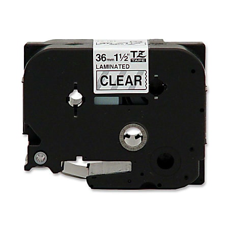 Brother P-Touch TZe161, Laminated, ~1-1/2in x 26.2ft (36mm x 8m), Black on Clear Label Tape