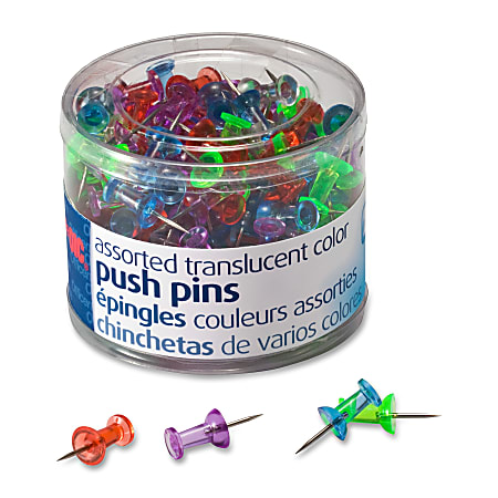 BAZIC Assorted Translucent Color Push Pins (100/Pack) Bazic Products