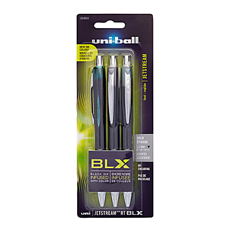 uni-ball® JetStream™ Ballpoint Pens, Bold Point, 1.0 mm, Assorted Ink Colors, Pack Of 3