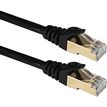 QVS 3ft CAT7 10Gbps S-STP Flexible Molded Patch Cord - 3 ft Category 7 Network Cable for Network Device - First End: 1 x RJ-45 Male Network - Second End: 1 x RJ-45 Male Network - Patch Cable - Shielding - Gold Plated Contact - Black - 1