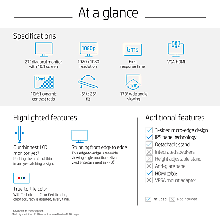 HP 27er 27 FHD IPS LED Monitor T3M88AAABA - Office Depot