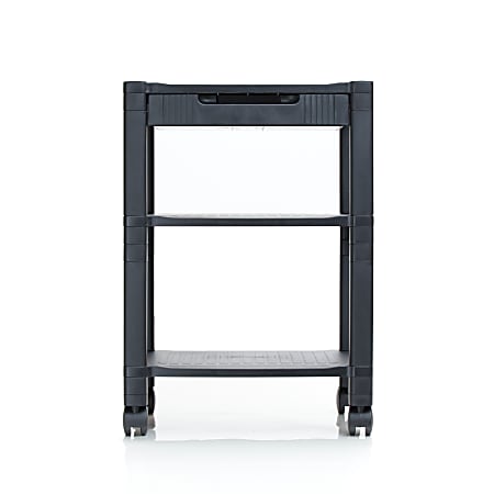 Mind Reader Classify Plastic Mobile Printer Cart With Cable Management, 3-Shelf, 24"H x 17"W x 13"D, Black