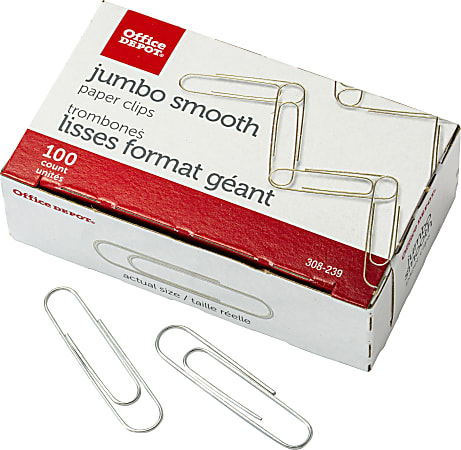 Office Depot Brand Paper Clips Jumbo Silver Pack Of 10 Boxes 100