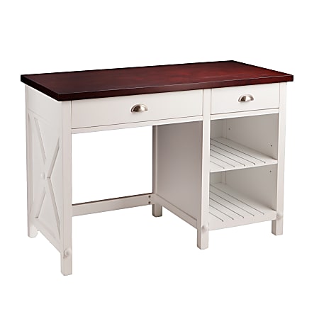 Farmhouse desk outlet with keyboard tray