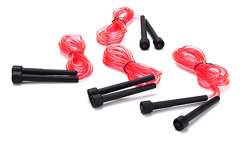 Mind Reader Adjustable Skipping Cable Jump Ropes, 9', Red, Pack Of 4 Jump Ropes