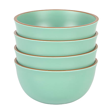Gibson Home Rockabye 4-Piece Melamine Cereal Bowl Set, 6-1/8”, Matte Green
