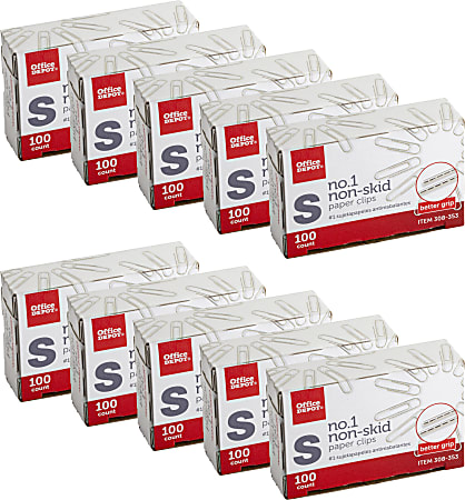 Office Depot Brand Paper Clips No. 1 Small Silver Pack Of 10 Boxes