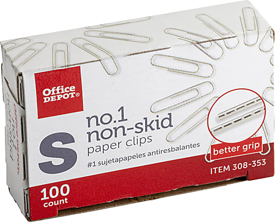 Office Depot Brand Non Skid Paper Clips No. 1 Small Silver Pack Of 10 Boxes  100 Per Box 1000 Total - Office Depot