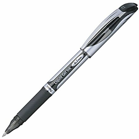 Pentel® EnerGel Deluxe Liquid Gel Pen, Medium Point, 0.7 mm, Silver Barrel, Black Ink