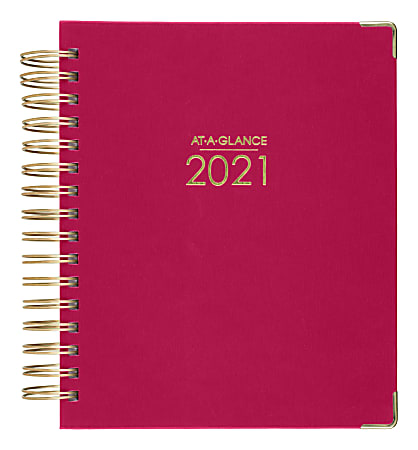 AT-A-GLANCE® Harmony Daily/Monthly Hardcover Planner, 7" x 8-3/4", Berry, January To December 2021, 6099-806-59
