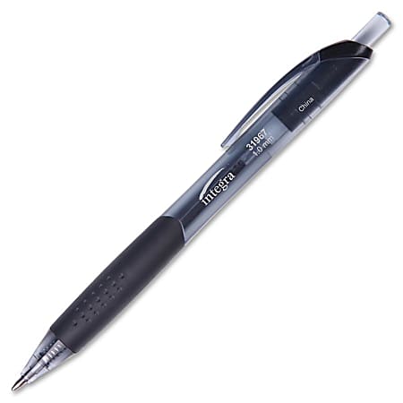 Integra Advanced Ink Retractable Gel Pens, 1.0 mm, Smoke Barrel, Black Ink, Pack Of 12 Pens