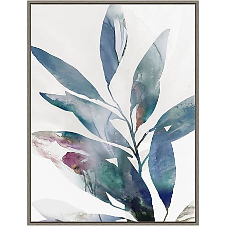 Amanti Art Indigo Sprig II (Leaves) by Isabelle Z Framed Canvas Wall Art Print, 23" x 30", Graywash