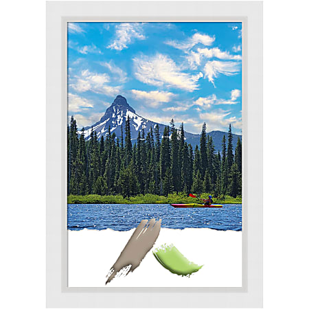 Amanti Art Rectangular Wood Picture Frame, 24” x 34”, Matted For 20” x 30”, Blanco White