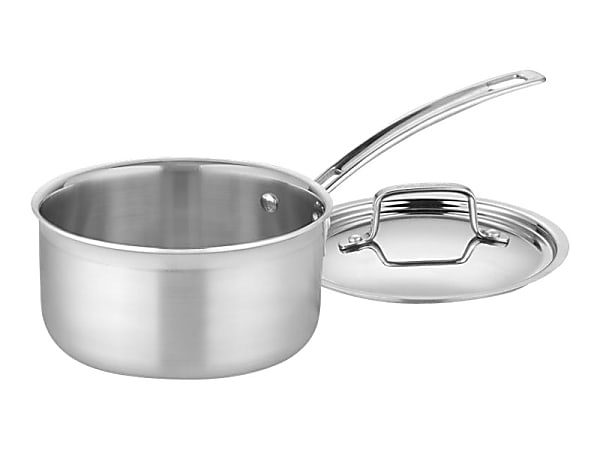 Cuisinart MultiClad Pro Saucepan With Cover 0.5 Gallon Silver - Office Depot