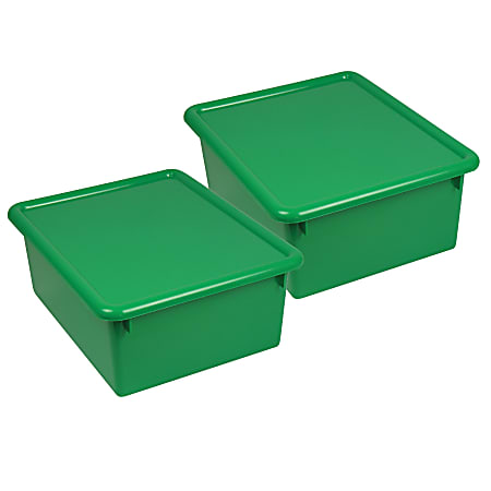 Romanoff Stowaway Letter Boxes With Lids, 5-1/4”H x 10-1/2”W x 13-1/4”D, Green, Pack Of 2 Boxes