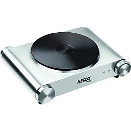 Nesco Single-Burner Electric Cast Iron Hot Plate, 3-1/2”H x 9-3/4”W x 11-3/4”D, Silver