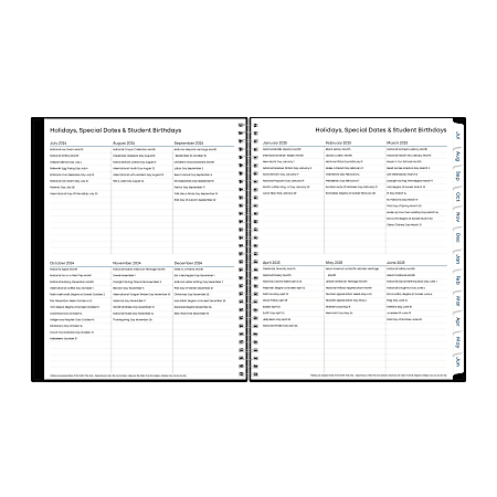 2024 2025 Blue Sky Teacher Lesson Planning WeeklyMonthly Calendar 8 12 x 11  Black July 2024 To June 2025 134433 A - ODP Business Solutions