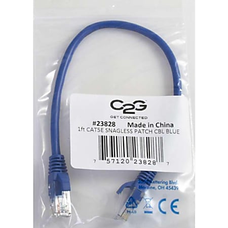 C2G 3ft Cat5e Ethernet Cable Snagless Unshielded UTP Blue Cat5e for ...